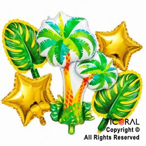 SET DE GLOBOS METALIZADO PALMERAS 5 UNIDADES